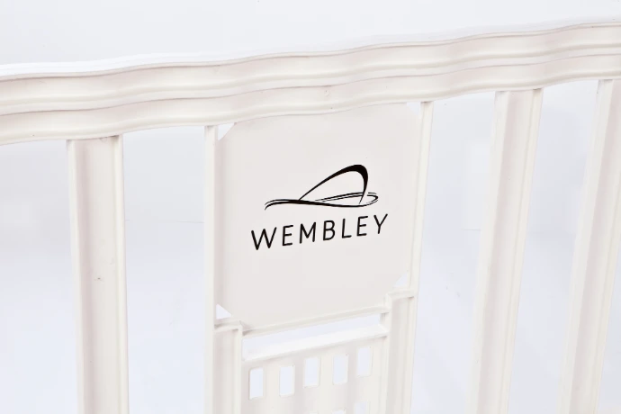 Pedestrian barrier with Wembley logo 