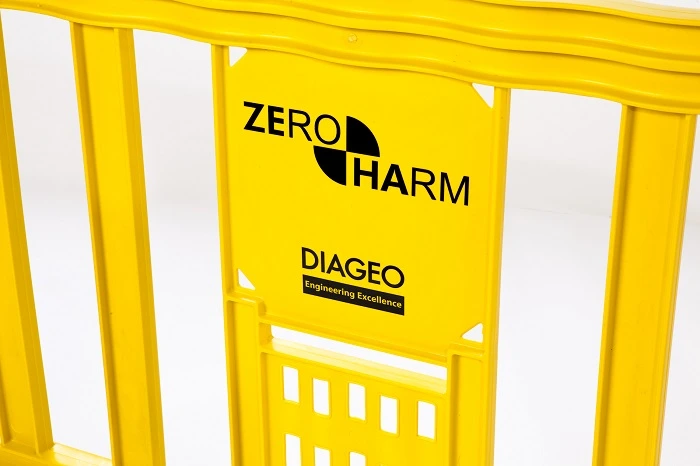 logo on yellow movit barrier