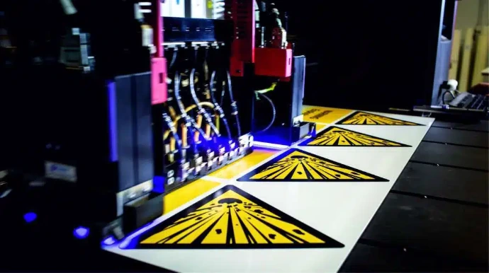 Printer printing safety signs 