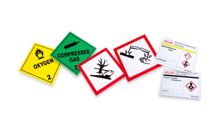 Range of dangerous goods and GHS labels