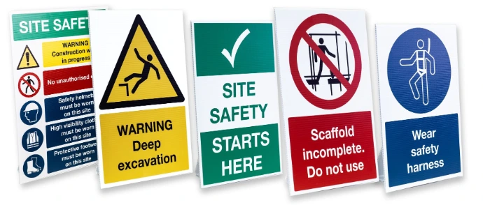Range of construction site safety signs