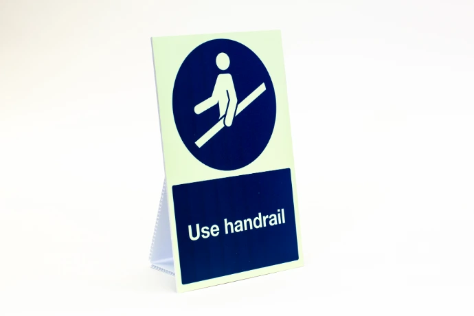 Hold handrail sign