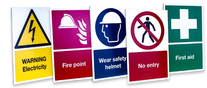 Range of factory and industrial safety signs