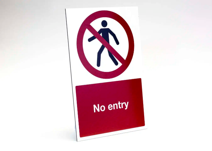 Aluminium composite no entry sign