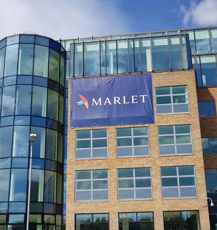 External advertising banner on building