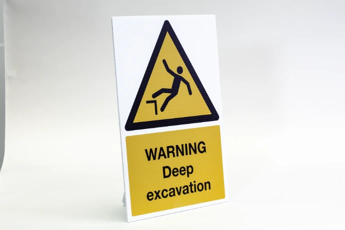 Warning deep excavation sign