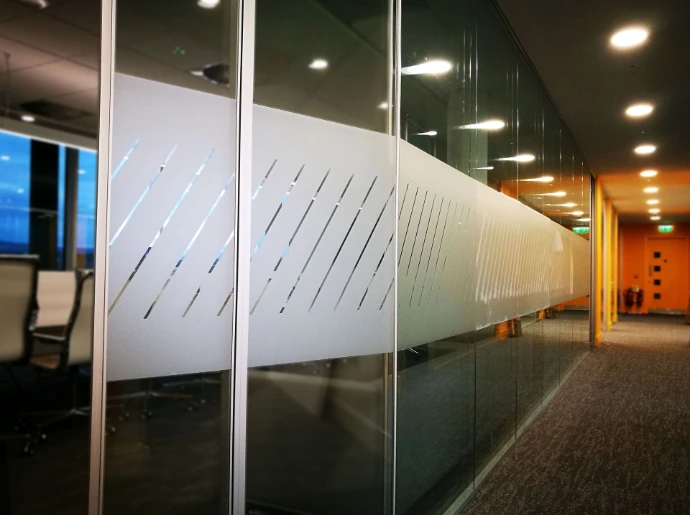 Frosted glass film in office