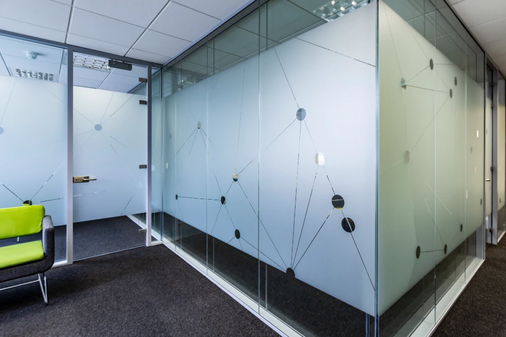 Frosted glass film in office