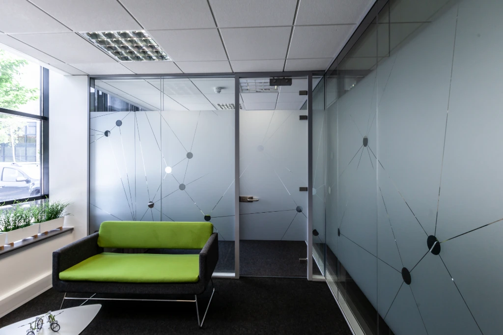 Frosted glass film in office