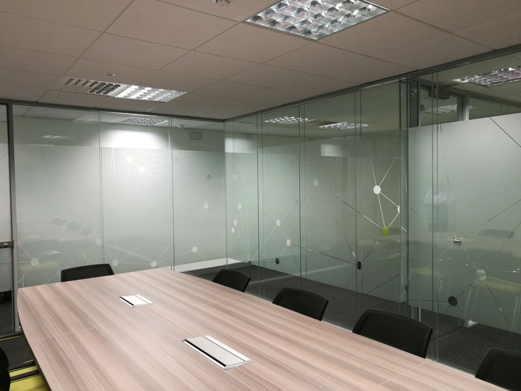 Frosted glass film in meeting room