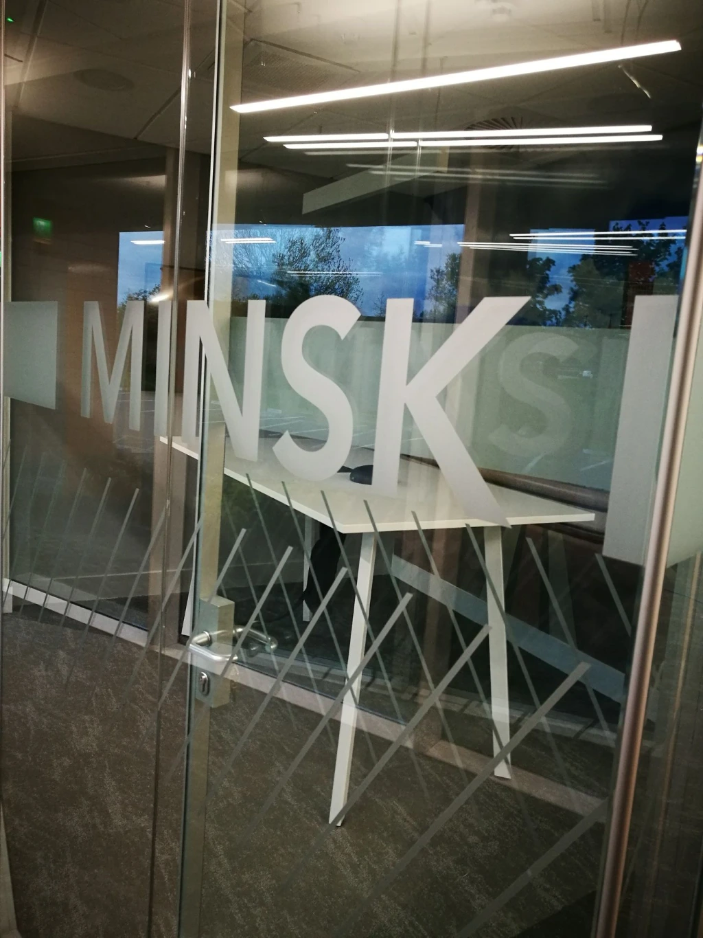 Decorative frosted window film in office