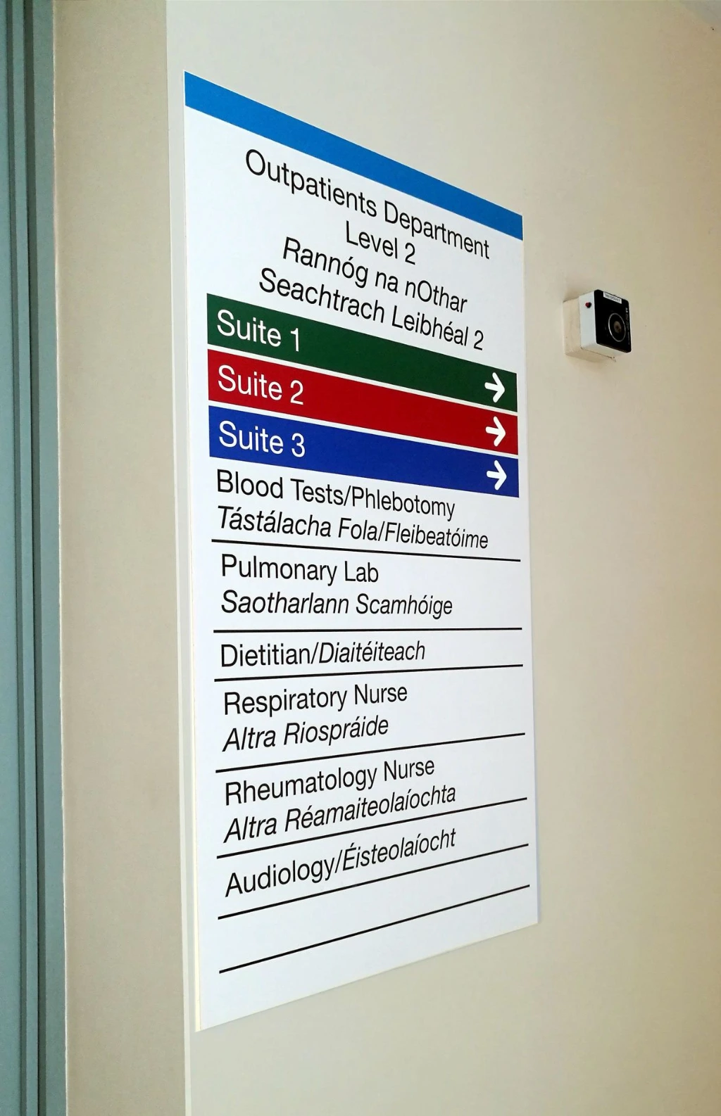 Wall mounted directional sign