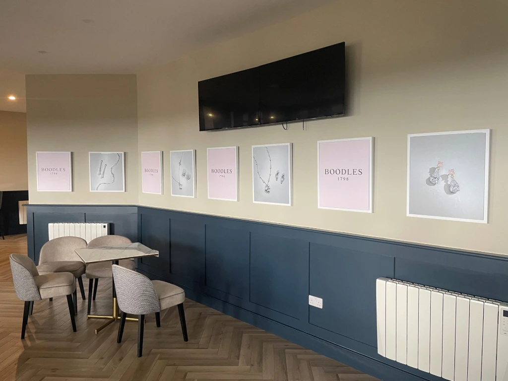 Wall-mounted framed photo prints