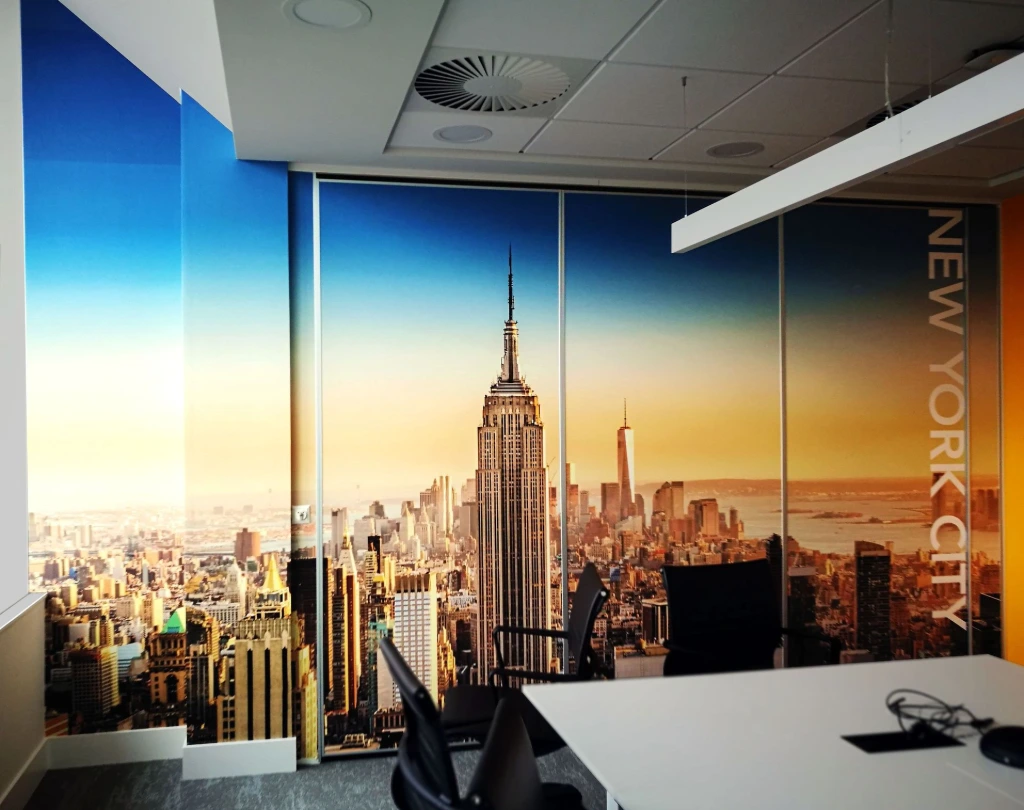 Photo wall wrap in office