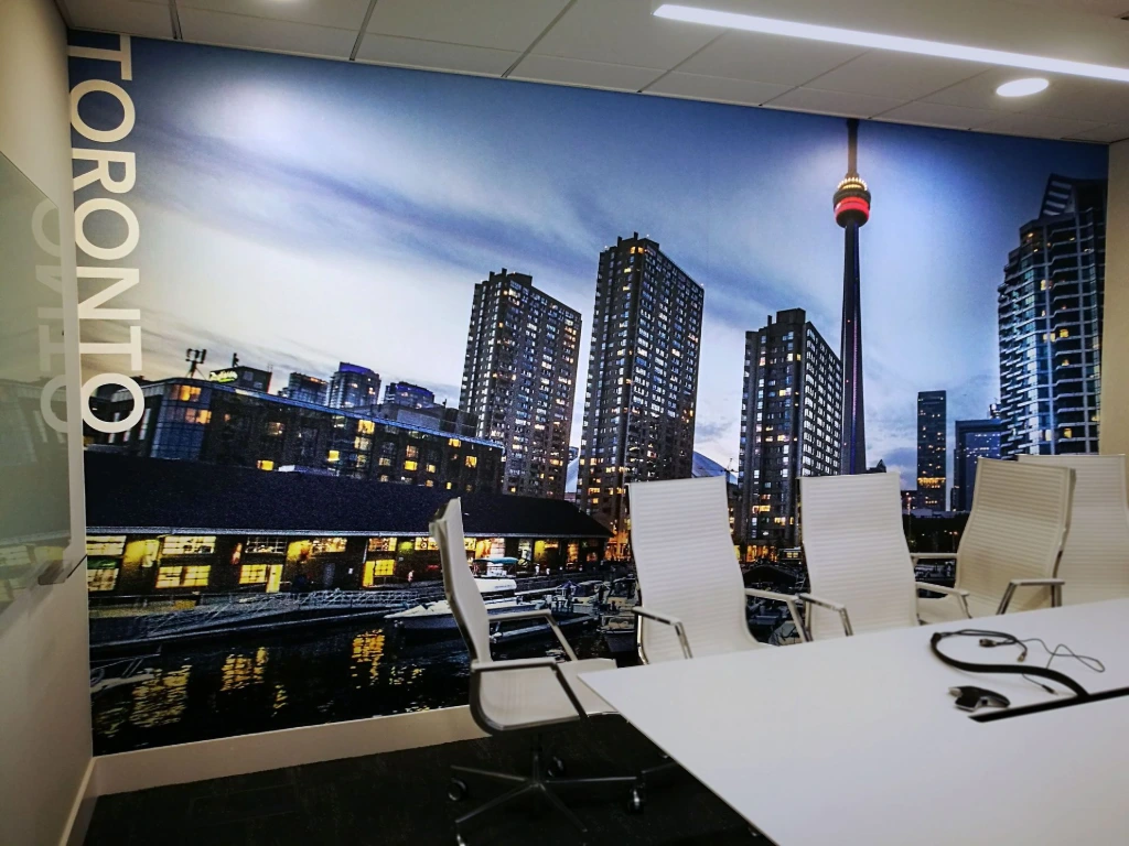 Photo wall wrap in office