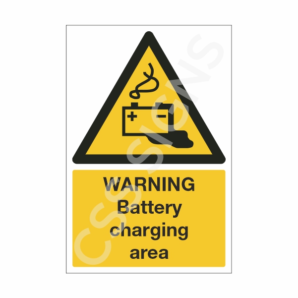 [12803-1] Warning Battery Charging Area Sign (Corriboard, 100x150)