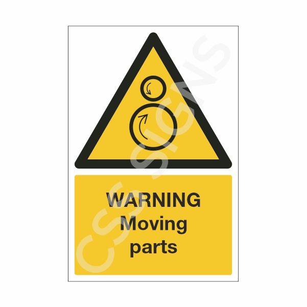 [13031-1] Warning Moving Parts Sign (Corriboard, 100x150)