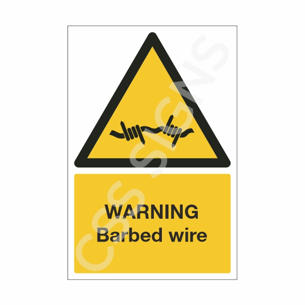 [13301-1] Warning Barbed Wire Sign (Corriboard, 100x150)