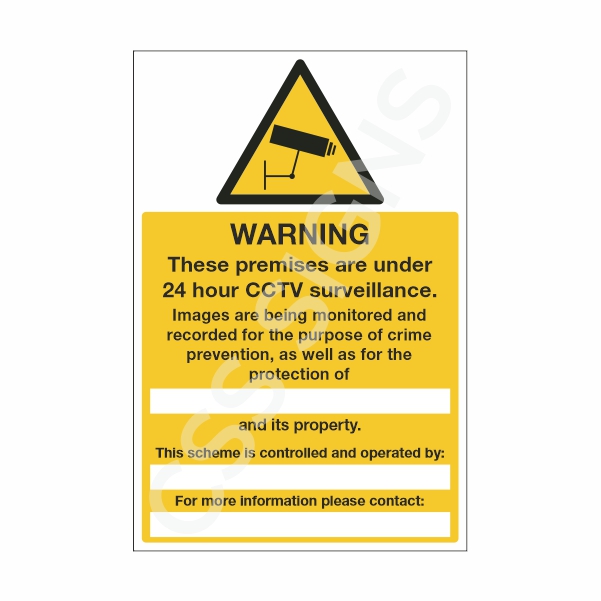 [13730-1] Warning CCTV. GDPR Compliant Sign (Corriboard, 100x150)