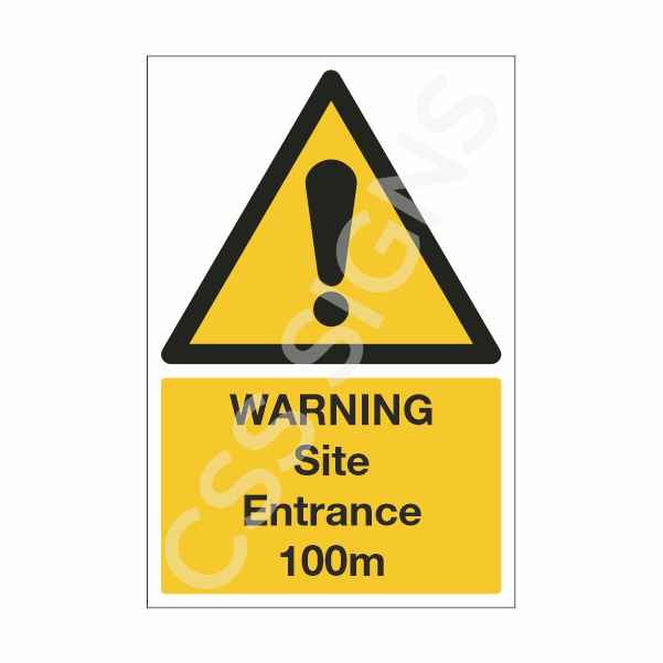 [18020-1] Warning Site Entrance 100m Sign (Corriboard, 100x150)