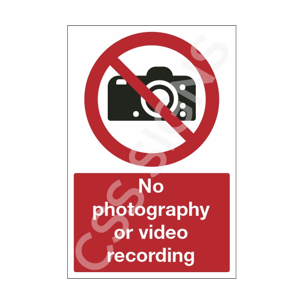 [20603-1] No Photography or Video Recording Sign (Corriboard, 100x150)