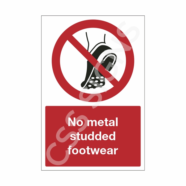 [22001-1] No Metal Studded Footwear Sign (Corriboard, 100x150)