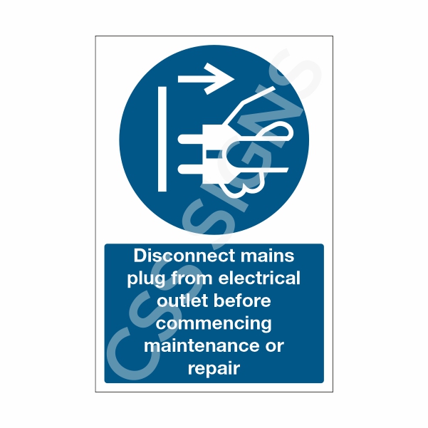 [33201-1] Plug Out Before Carrying Out Maintenance Sign (Corriboard, 100x150)