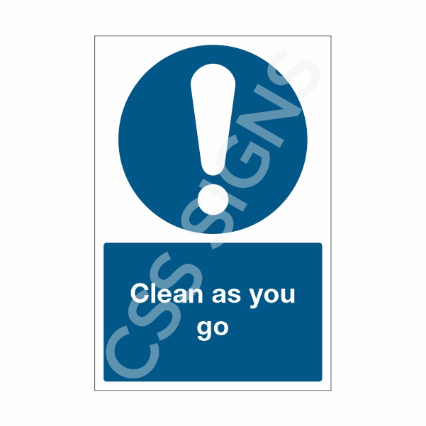 Clean As You Go Sign