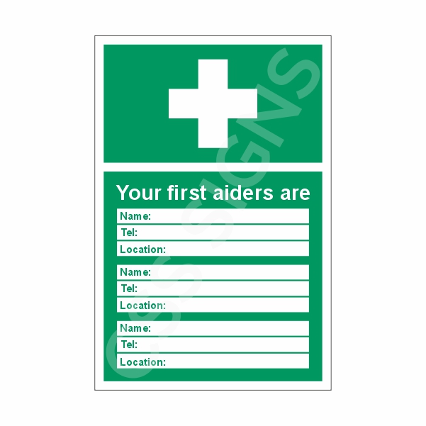 First Aiders Sign