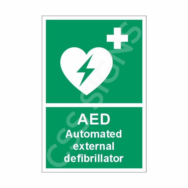 AED. Automated External Defibrillator Sign