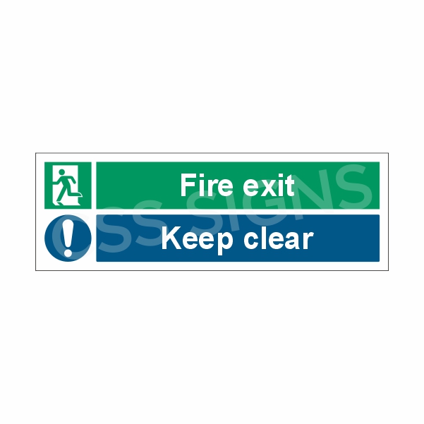 [43028-1] Fire Exit Keep Clear Sign (Corriboard, 300x100)