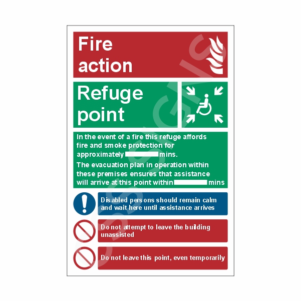 [53106-1] Refuge Point Fire Action Sign (Corriboard, 100x150)