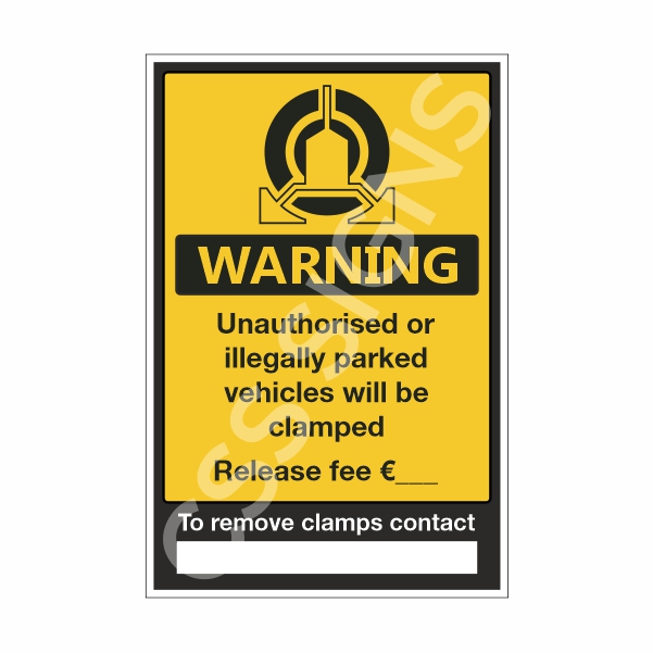 [70302-1] Vehicle Clamping in Operation - Release Fee Sign (Corriboard, 100x150)