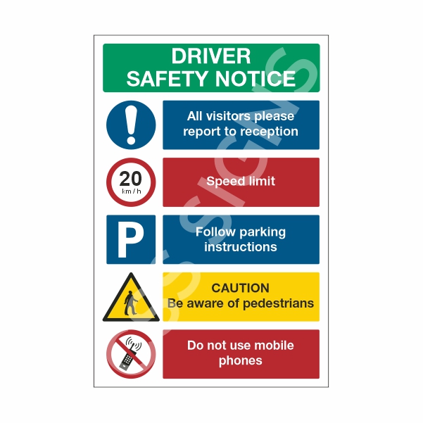 [70501-1] Driver Safety Notice Sign (Corriboard, 100x150)