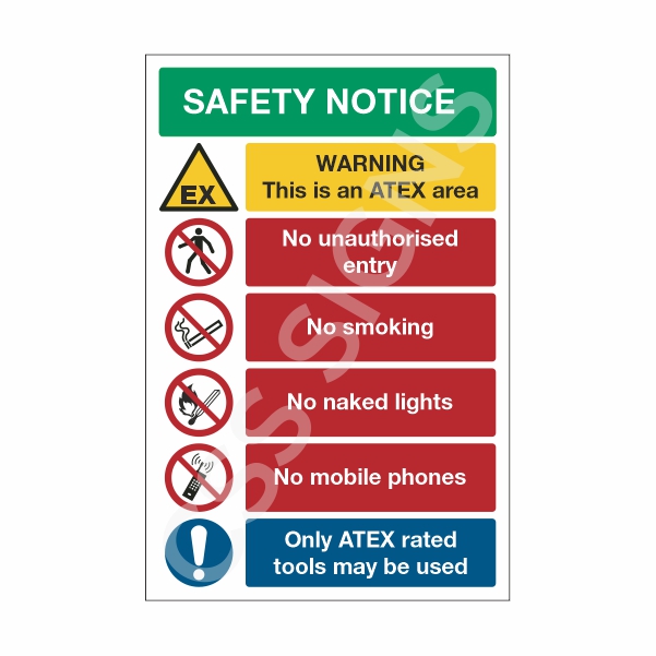 [120101-1] ATEX Area Safety Notice Sign (Corriboard, 100x150)
