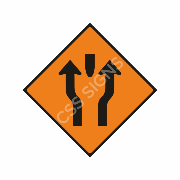 [600016-2] WK016 Obstruction Between Lanes Sign (Reflective Aluminium Composite)