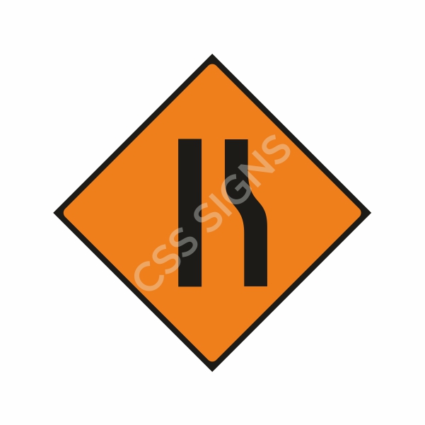 [600033-2] WK033 Road Narrows Right Sign (Reflective Aluminium Composite)