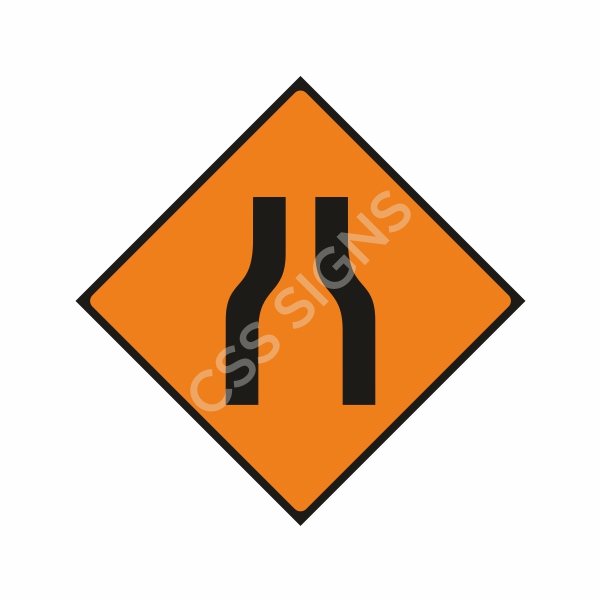 [600034-2] WK034 Road Narrows Both Sides Sign (Reflective Aluminium Composite)