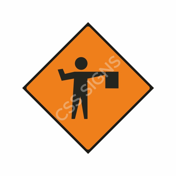 [600061-2] WK061 Flagman Ahead Sign (Reflective Aluminium Composite)