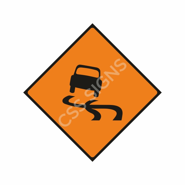 [600072-2] WK072 Slippery Road Sign (Reflective Aluminium Composite)