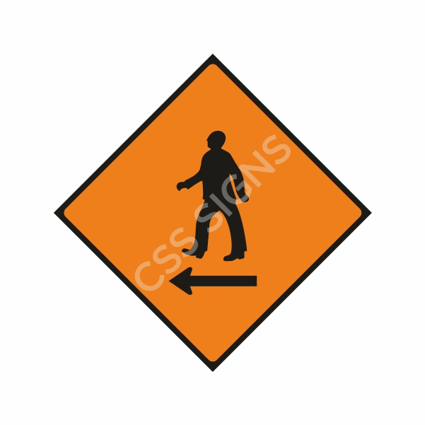 [600080-2] WK080 Pedestrians Cross to Left Sign (Reflective Aluminium Composite)