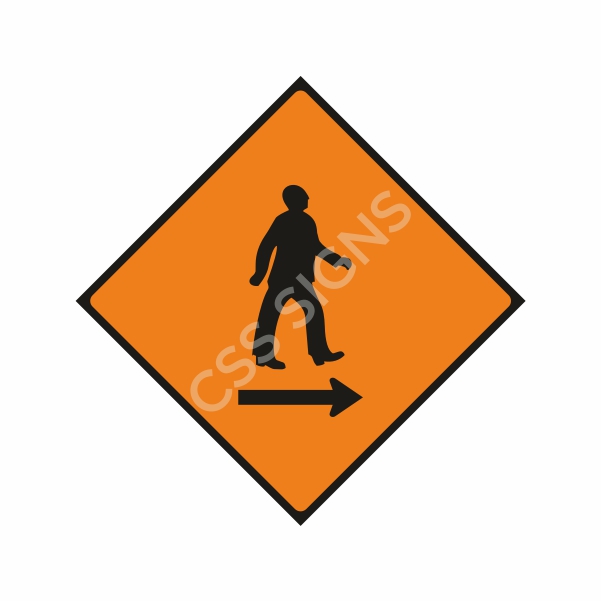 [600081-2] WK081 Pedestrians Cross to Right Sign (Reflective Aluminium Composite)