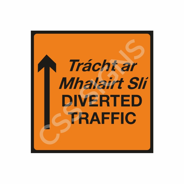 WK091 Diverted Traffic Straight Ahead Sign