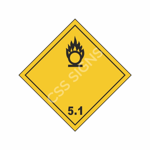 [500511-4] Class 5.1 Oxidiser ADR Hazard Label (250x250, 5)