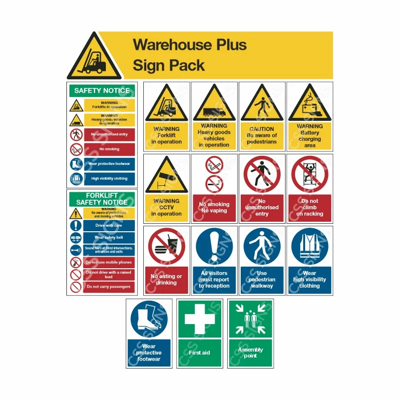 [PCK_007-1] Warehouse Plus Sign Pack (17 Signs) (Corriboard)