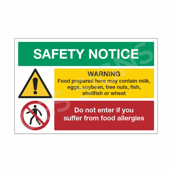 Food Allergy Safety Notice Sign