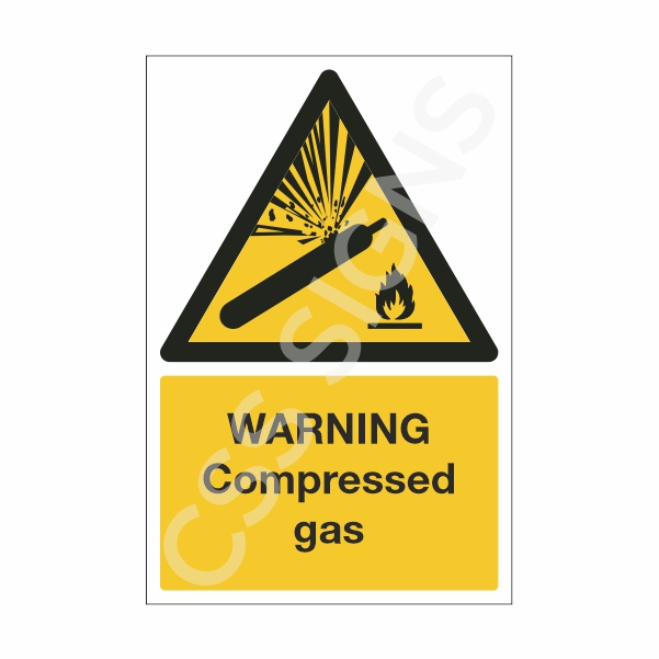 [10401-1] Warning Compressed Gas Sign (Corriboard, 100x150)