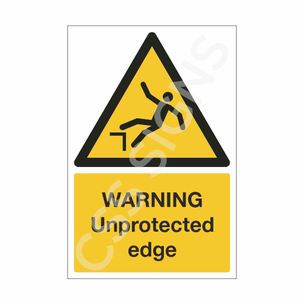 [11503-1] Warning Unprotected Edge Sign (Corriboard, 100x150)