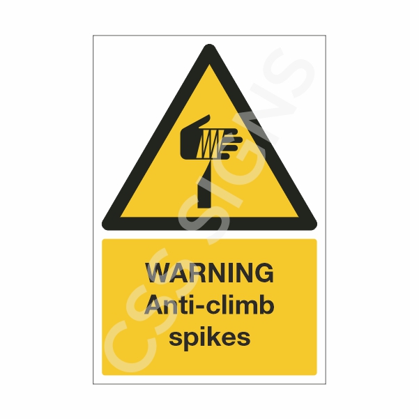 [12003-1] Warning Anti-Climb Spikes Sign (Corriboard, 100x150)