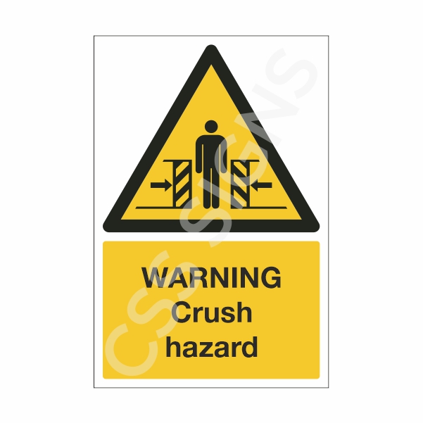 [12301-1] Warning Crush Hazard Sign (Corriboard, 100x150)